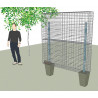 Gabion-clôture galvanisé 200x30x200 cm pour mur et claustra Ht 2 mètres + 2 poteaux de renfort