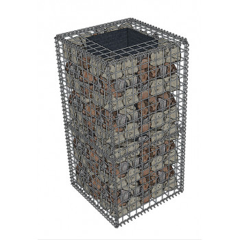 Gabion jardinière décorative 50x50x100 cm pour mur, muret et clôture