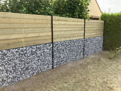 Clôture palissade claustra gabion bois