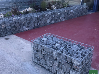 Balisage gabion parking anti belier plot magasin