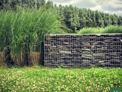 Gabion, muret avec pierres plates